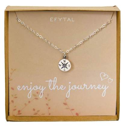 enjoy the journey compass necklace