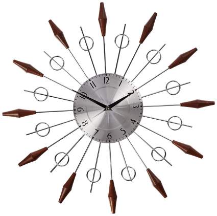 Telechron The Noyes Mid-Century Clock, Walnut/Silver