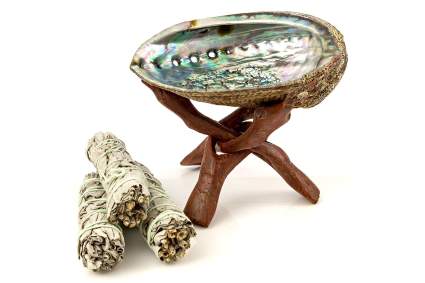 Abalone incense buner with stand and sage sticks