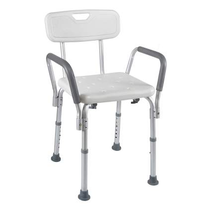White and grey shower chair with arms