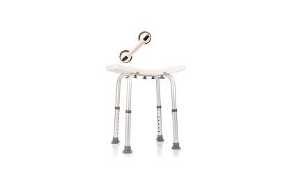 white shower stool with handlebar