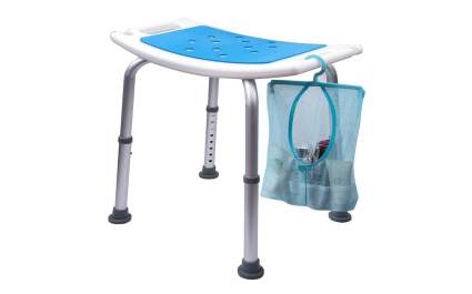 White and blue shower stool