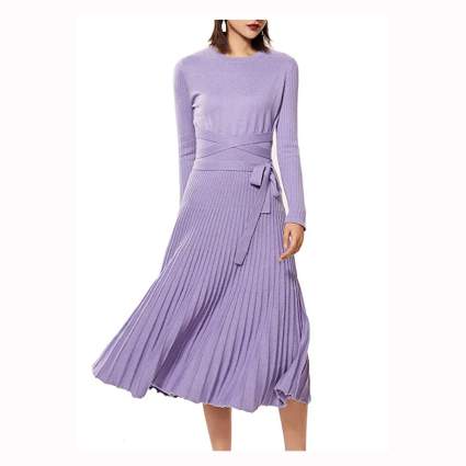 lilac cashmere knit swing dress