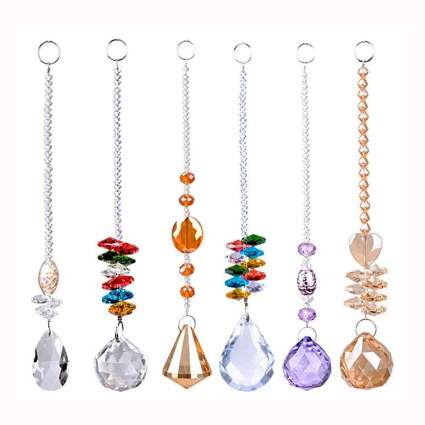 set of six crystal chandelier suncatchers