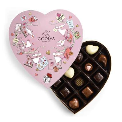 Pink heart of Godiva chocolates