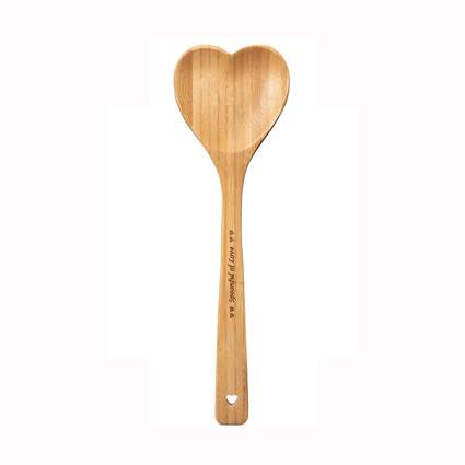 heart shaped bamboo wooden spoon