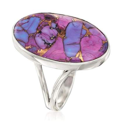 purple turquoise and silver ring