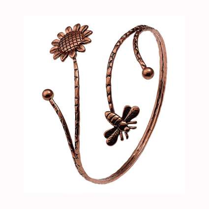 sunflower and bee rose gold tone arm cuff