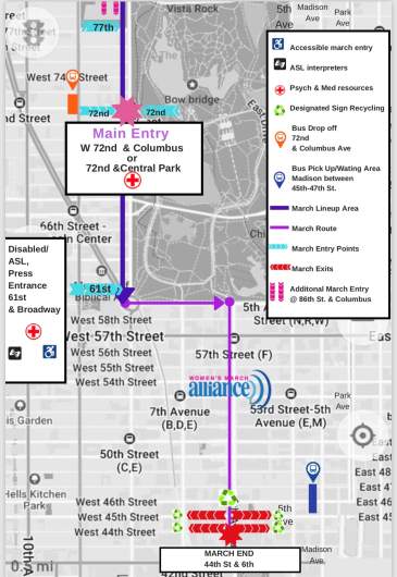 Women's March Alliance map and route