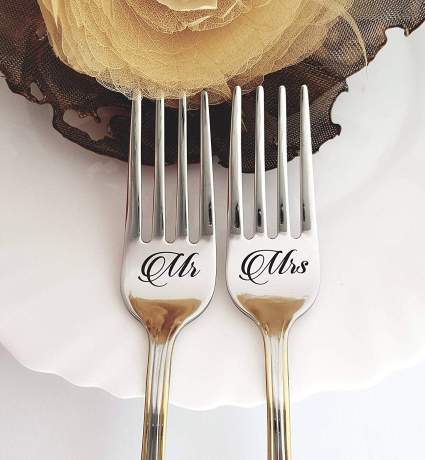 Wedding forks with engraved Mr Mrs