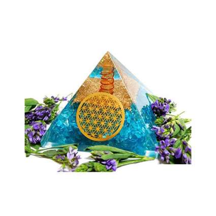 Aqua and gold pyramid