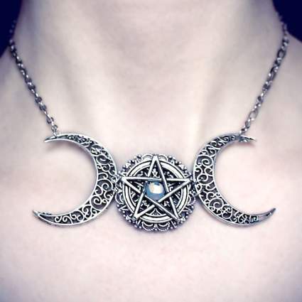 Large triple moon necklace