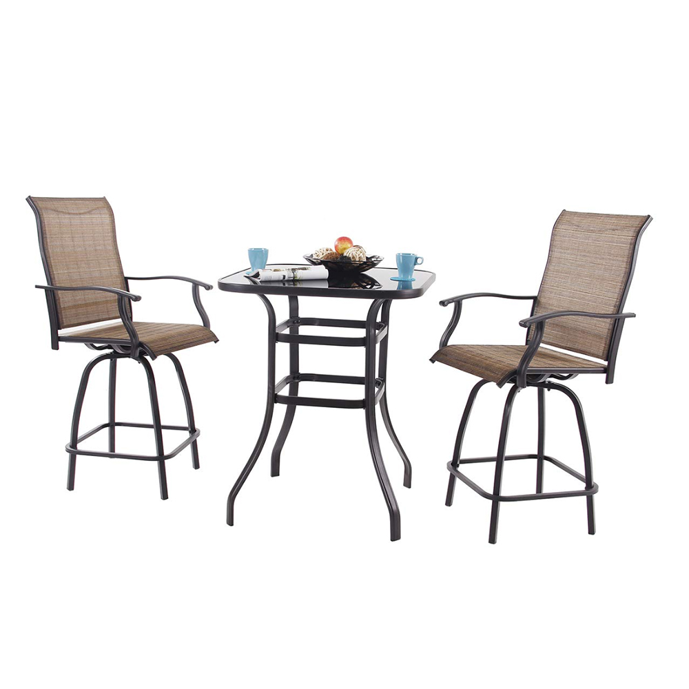 Bar Height Patio Table With Umbrella Hole Patio Furniture   Bar Height Bistro Table Set 