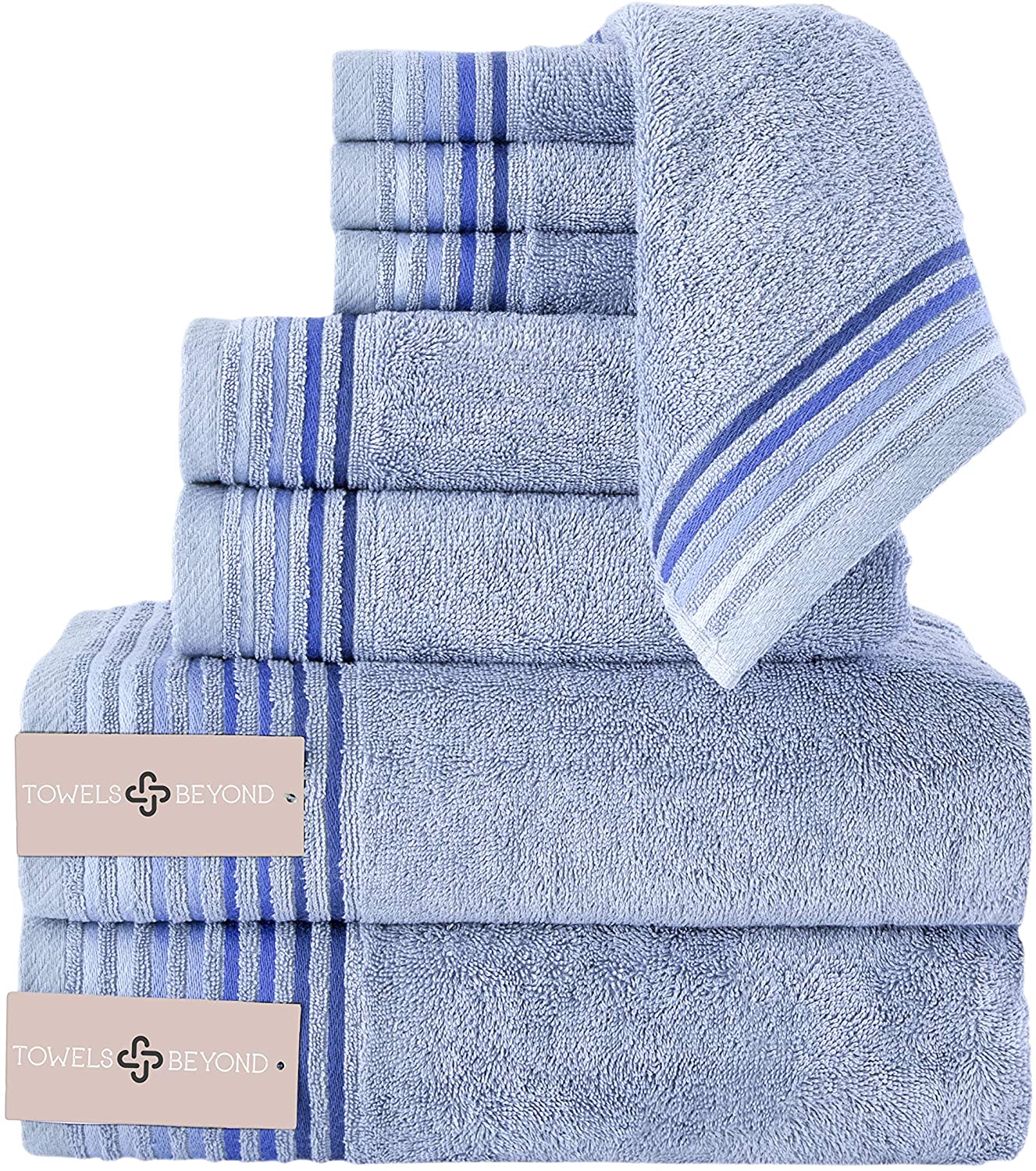 Ultra-Soft Bamboo Cotton Blend Towel Set 6-Piece Solid Hypoallergenic Towels 