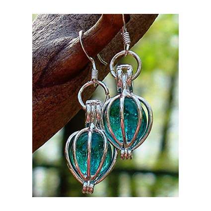 Blue glass dangle earrings