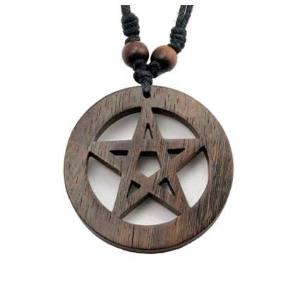 Wooden pentacle necklace