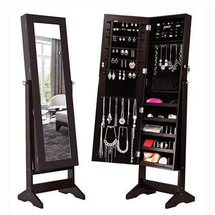 stand mirror and jewelry armoire