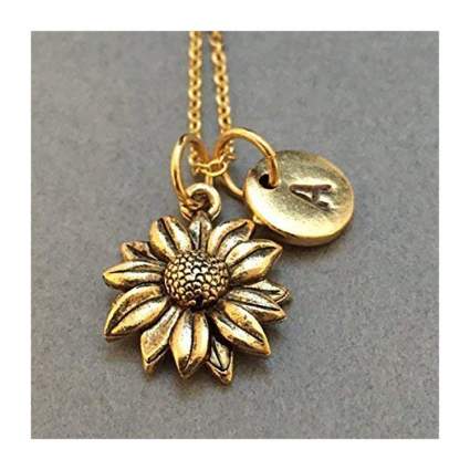 Gold sunflower necklace