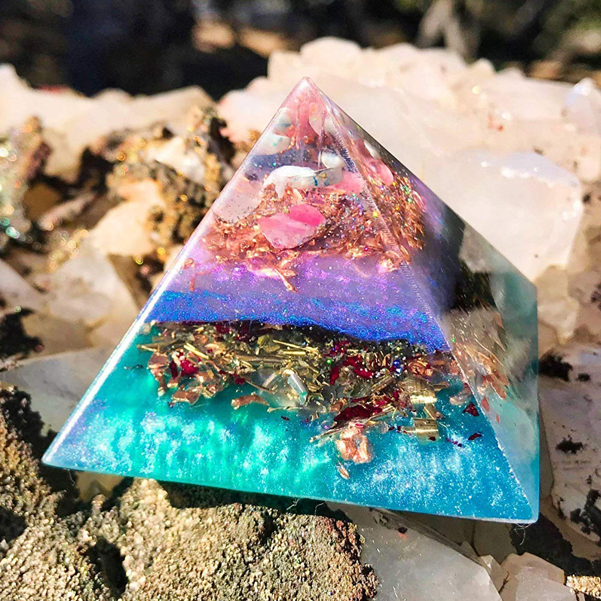 Mini Green Mica Orgone Crystal Pyramid