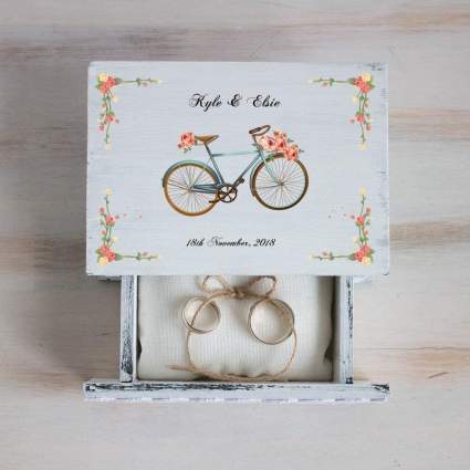 Personalized wedding ring box