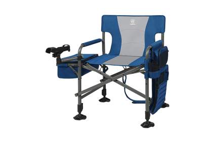 EVER ADVANCED Folding Directors Chair with Rod Holder and Cooler