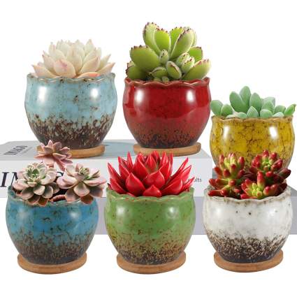colorful glazed mini pots