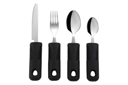 silverware with thick black handles