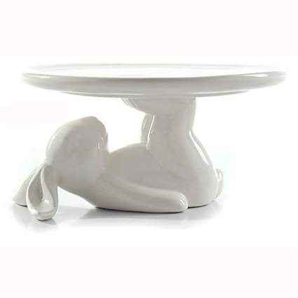 white ceramic bunny cupcake stand
