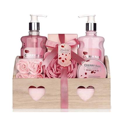 cherry rose bath gift set