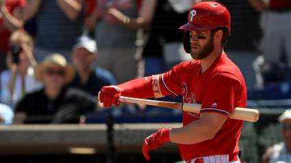 WATCH: Bryce Harper Leaves Spring Training Game after Fastball Hits Ankle