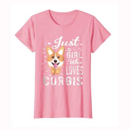 pink women's corgi tee shirt