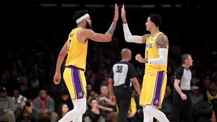 WATCH: Kyle Kuzma Literally Pushes LeBron James to Play Defense