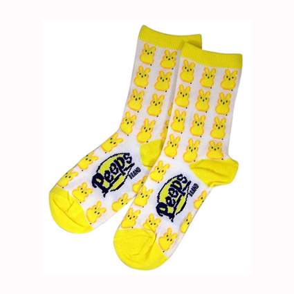 yellow peeps easter bunny socks