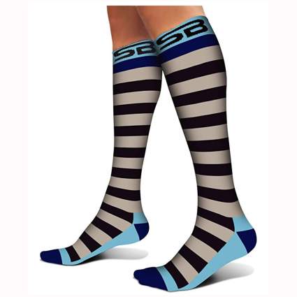 striped compresssion socks