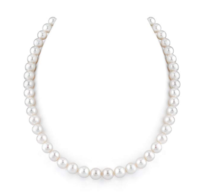 THE PEARL SOURCE 14K Gold AAAA Quality White Freshwater Cultured Pearl Necklace