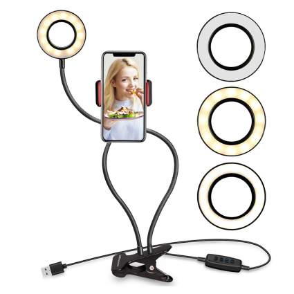 Phone stand with ring light