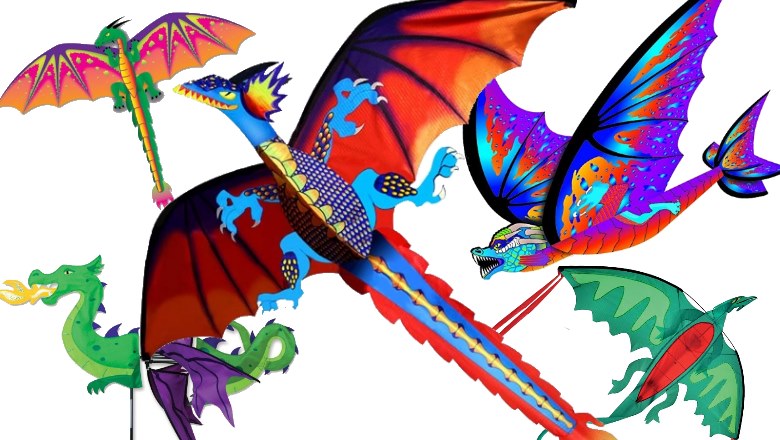 Flagseller UK Fire dragon kite orange with 195cm wingspan High Quality 