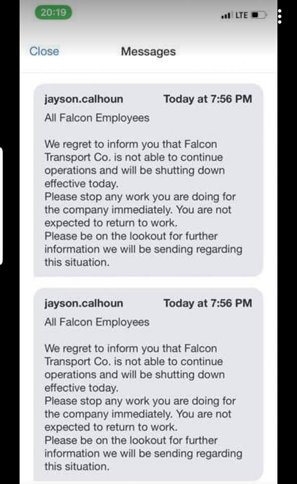 Falcon Transport Text