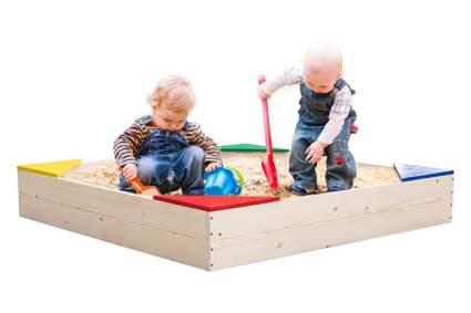 Outdoor Wooden Sand Box with Floor Cover