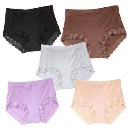 bamboo viscose women's briefs with lace trim