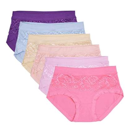 six pack of lace trim bamboo panties