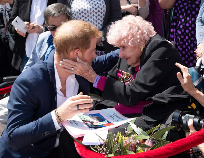 Prince Harry with Daphne Dunne.