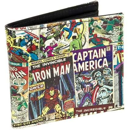 wallet with classic Marvel comic scenes