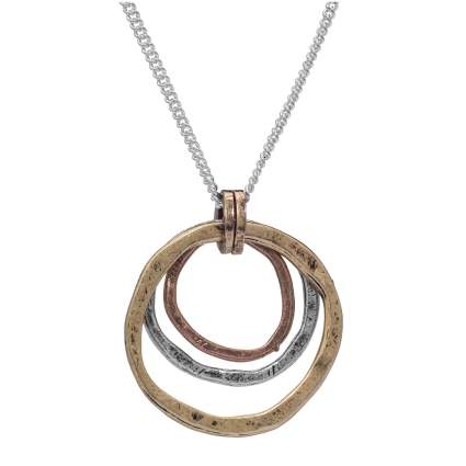 rustic necklace of three rings