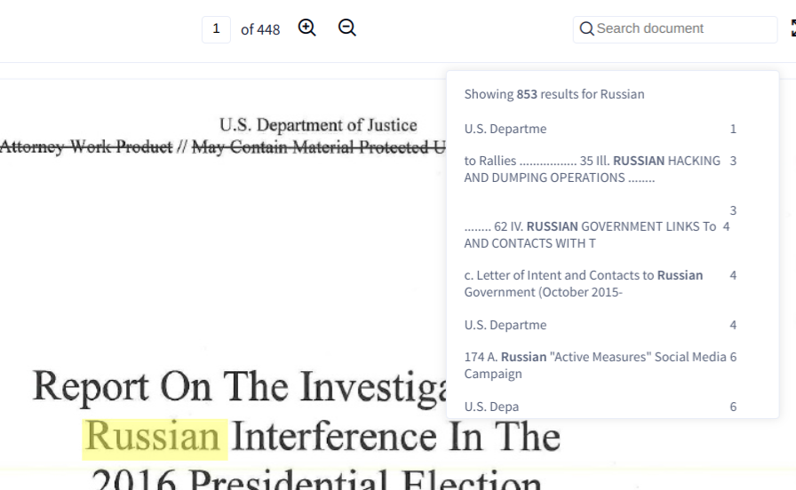 Redacted Muller Report Searchable Version Posted On Scribd