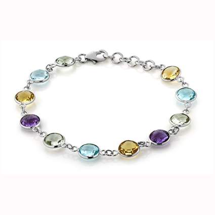 sterling silver multi-colored gemstone bracelet