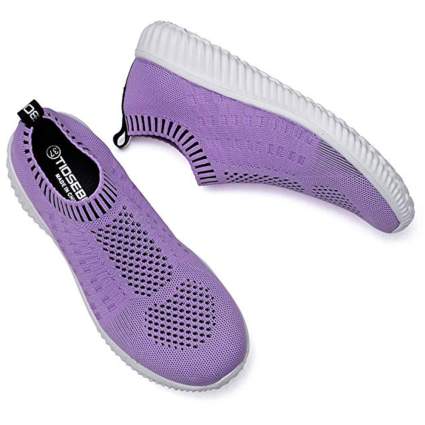 lilac stretch slip on athletic shoe