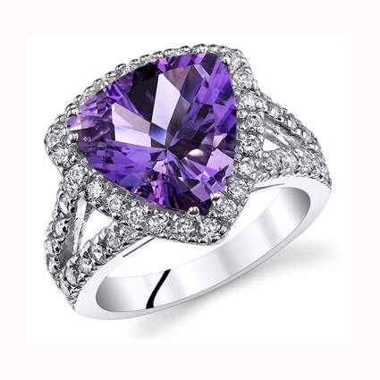 silver and trillion cut amethyst cocktail ring