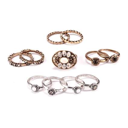 vintage crystal bohemian knuckle rings