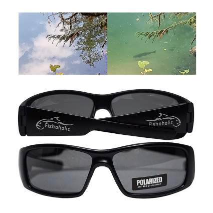 black sunglasses with image of fish in water
